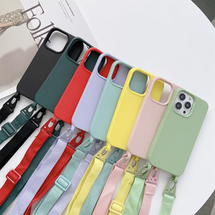 For iPhone 13 Elastic Silicone Protective Case with Wide Neck Lanyard(Green) - iPhone 13 Cases by buy2fix | Online Shopping UK | buy2fix