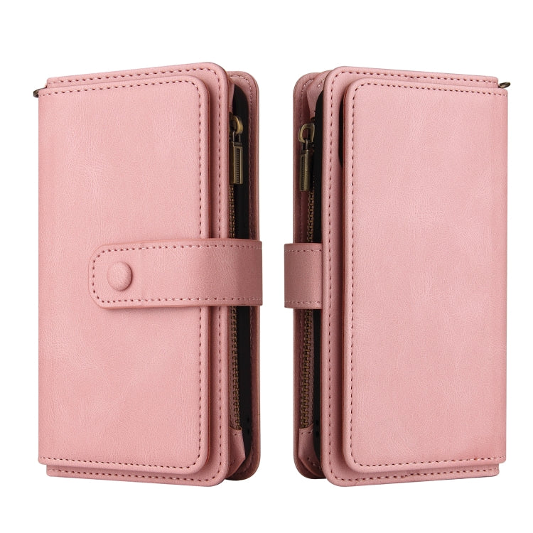 For Motorola Moto G30 Skin Feel PU + TPU Horizontal Flip Leather Case With Holder & 15 Cards Slot & Wallet & Zipper Pocket & Lanyard(Pink) - Motorola Cases by buy2fix | Online Shopping UK | buy2fix