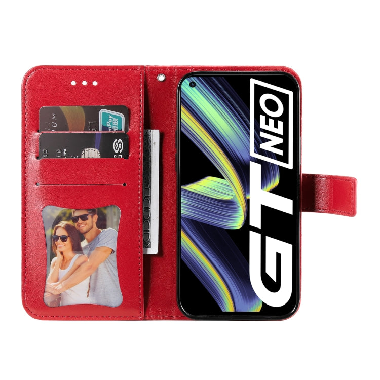 For OPPO Realme GT Master / Realme Q3 Pro 7-petal Flowers Embossing Pattern Horizontal Flip PU Leather Case with Holder & Card Slots & Wallet & Photo Frame(Red) - Realme Cases by buy2fix | Online Shopping UK | buy2fix