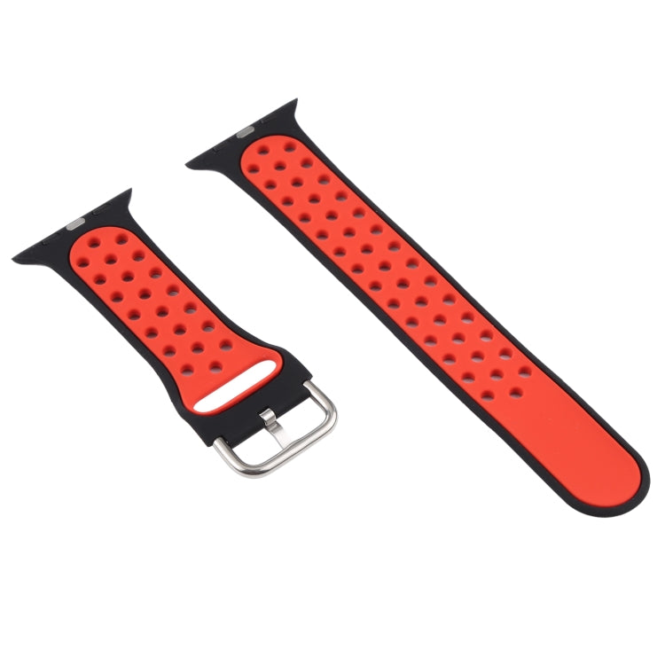 Silicone Watch Band + Protective Case with Screen Protector Set For Apple Watch Series 3 & 2 & 1 38mm(Black Red) - Watch Bands by buy2fix | Online Shopping UK | buy2fix