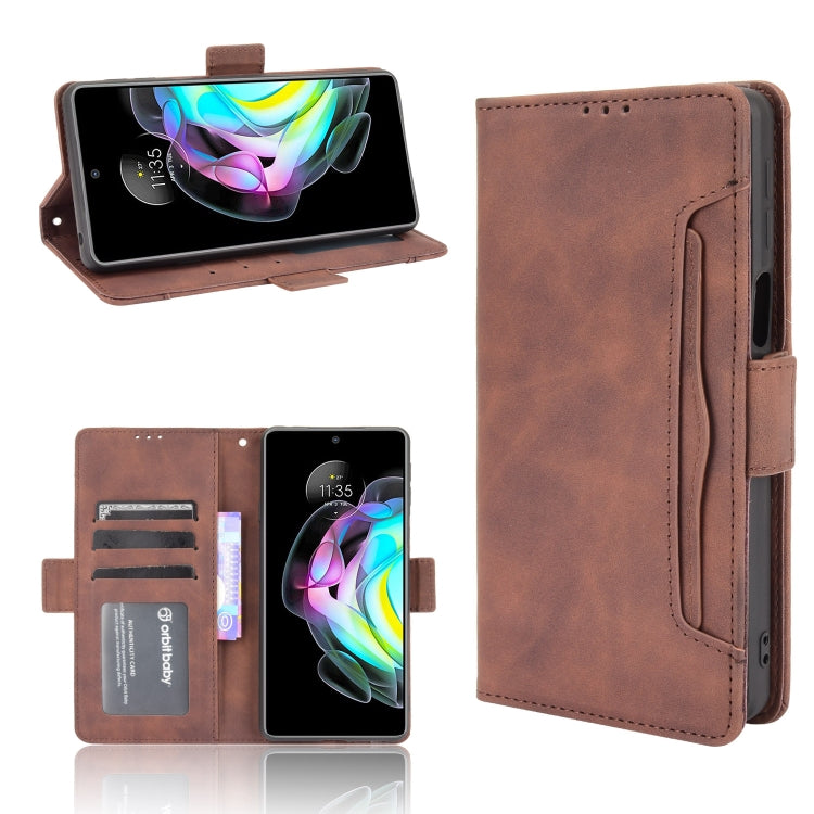 For Motorola Edge 20 Skin Feel Calf Pattern Horizontal Flip Leather Case with Holder & Card Slots & Photo Frame(Brown) - Motorola Cases by buy2fix | Online Shopping UK | buy2fix