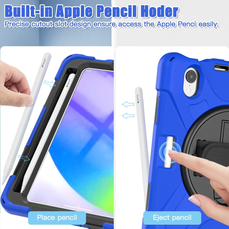 For iPad mini 6 Silicone + PC Protective Tablet Case with Holder & Shoulder Strap(Blue) - iPad mini 6 Cases by buy2fix | Online Shopping UK | buy2fix