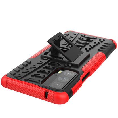 For Motorola Edge 20 Pro Tire Texture Shockproof TPU+PC Protective Case with Holder(Red) - Motorola Cases by buy2fix | Online Shopping UK | buy2fix