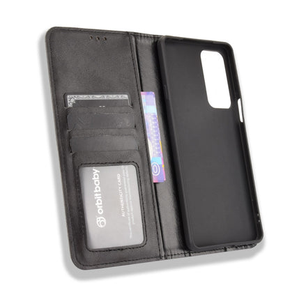 For Motorola Edge 20 Magnetic Buckle Retro Pattern Horizontal Flip Leather Case with Holder & Card Slot & Wallet(Black) - Motorola Cases by buy2fix | Online Shopping UK | buy2fix