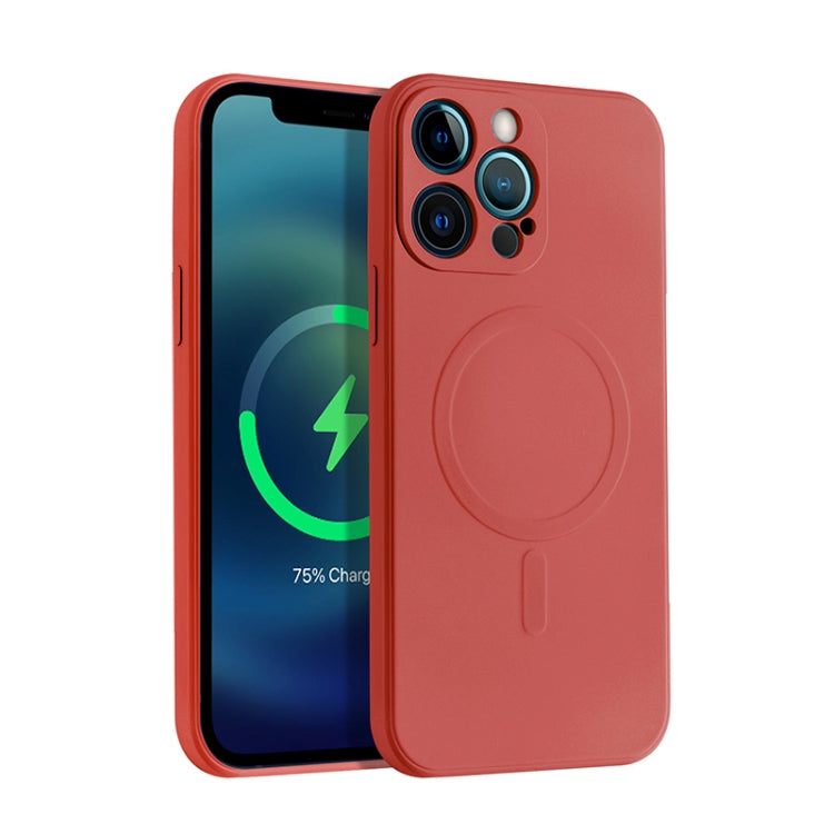 For iPhone 13 mini Liquid Silicone Full Coverage Shockproof Magsafe Case (Dark Red) - iPhone 13 mini Cases by buy2fix | Online Shopping UK | buy2fix