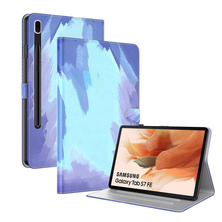 For Samsung Galaxy Tab S7 FE 12.4 inch 2021 T730 / T736 Voltage Watercolor Pattern Skin Feel Magnetic Horizontal Flip PU Leather Case with Holder & Card Slots & Photo Frame(Winter Snow) - Galaxy Tab S7 FE by buy2fix | Online Shopping UK | buy2fix