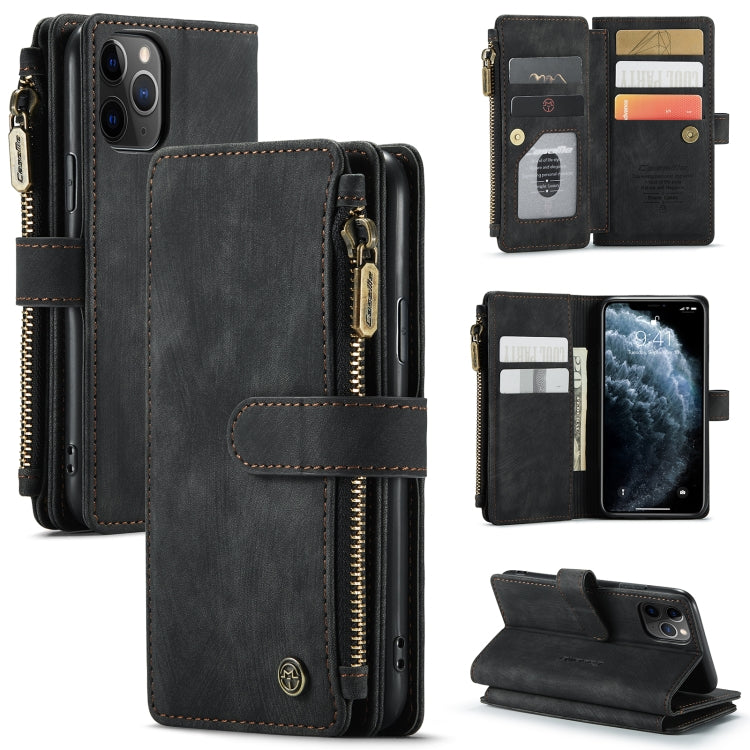 For iPhone 11 Pro CaseMe-C30 PU + TPU Multifunctional Horizontal Flip Leather Case with Holder & Card Slot & Wallet & Zipper Pocket (Black) - iPhone 11 Pro Cases by CaseMe | Online Shopping UK | buy2fix