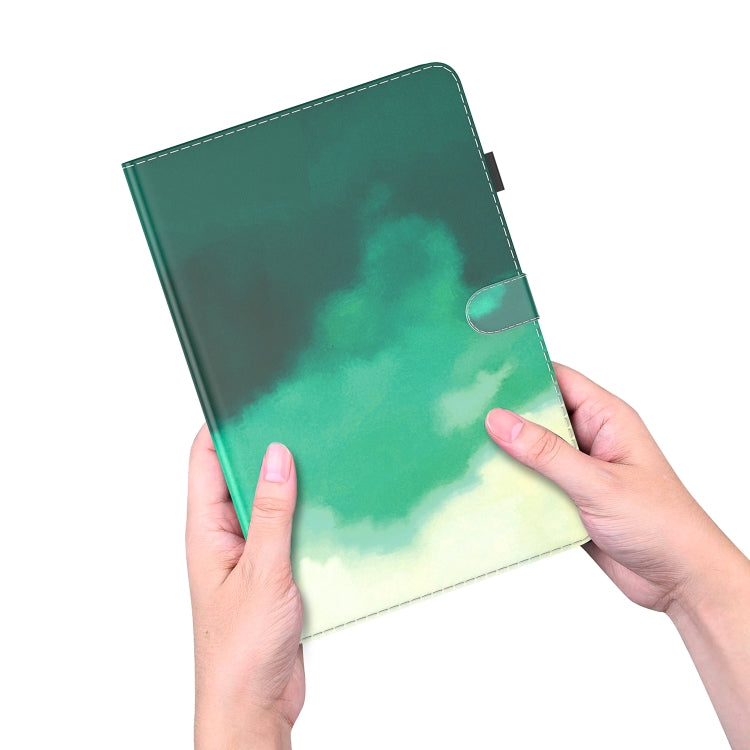 Watercolor Pattern Skin Feel Magnetic Horizontal Flip PU Leather Case with Holder & Card Slots & Photo Frame & Sleep / Wake-up Function For iPad 9.7 (2018 & 2017) / Air 2 / Air(Cyan Green) - iPad 9.7 (2018) & (2017) Cases by buy2fix | Online Shopping UK | buy2fix