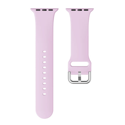 Single-color Silicone Buckle Strap Watch Band For Apple Watch Series 9&8&7 41mm / SE 3&SE 2&6&SE&5&4 40mm / 3&2&1 38mm(Lavender) - Watch Bands by buy2fix | Online Shopping UK | buy2fix