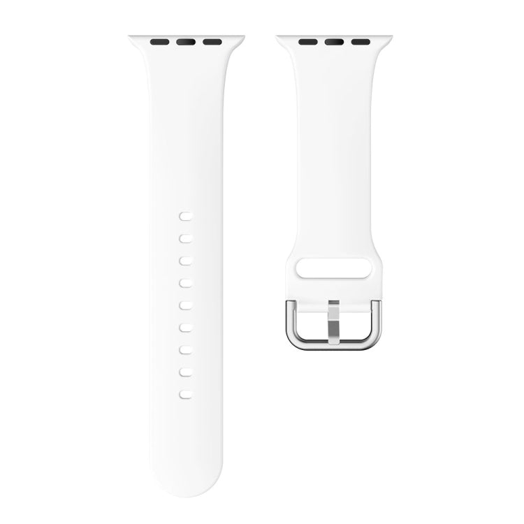 Single-color Silicone Buckle Strap Watch Band For Apple Watch Ultra 49mm&Watch Ultra 2 49mm / Series 9&8&7 45mm / SE 3&SE 2&6&SE&5&4 44mm / 3&2&1 42mm(White) - Watch Bands by buy2fix | Online Shopping UK | buy2fix