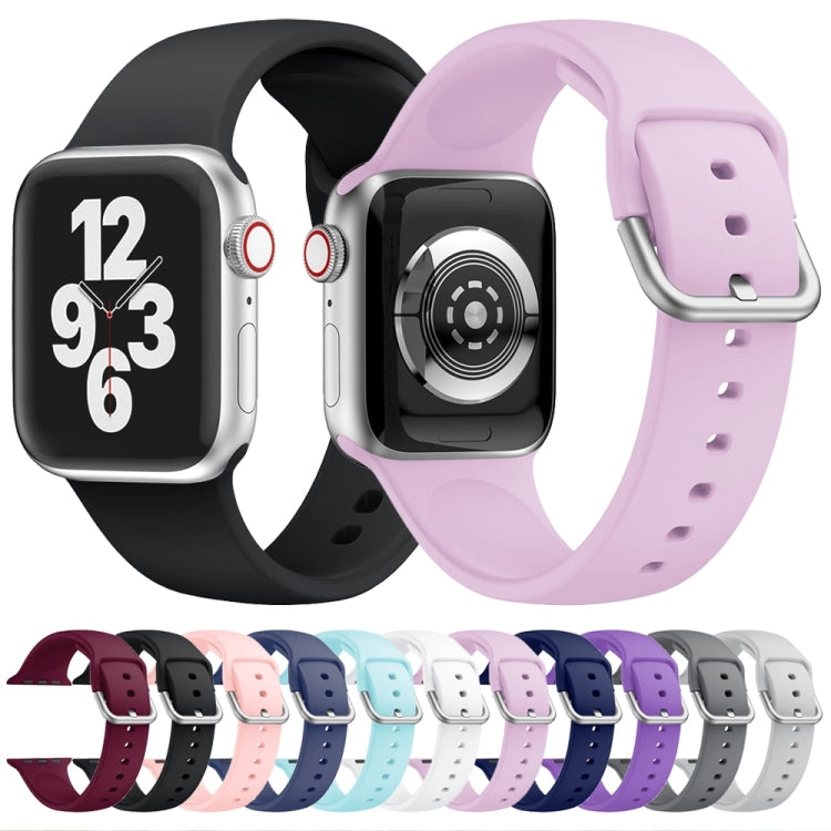 Single-color Silicone Buckle Strap Watch Band For Apple Watch Ultra 49mm&Watch Ultra 2 49mm / Series 9&8&7 45mm / SE 3&SE 2&6&SE&5&4 44mm / 3&2&1 42mm(Dark Purple) - Watch Bands by buy2fix | Online Shopping UK | buy2fix