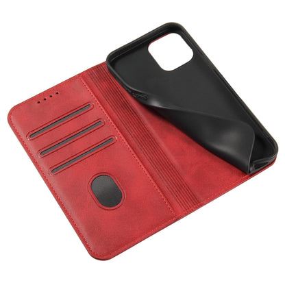 For iPhone 12 / 12 Pro Calf Texture Magnetic Horizontal Flip Leather Case with Holder & Card Slots & Wallet(Red) - iPhone 12 / 12 Pro Cases by buy2fix | Online Shopping UK | buy2fix