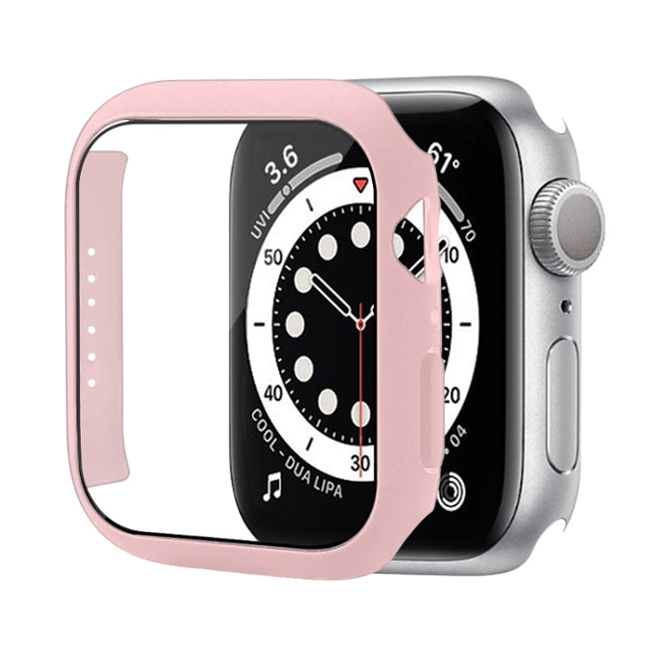 Shockproof PC Protective Case with Tempered Glass Film For Apple Watch Series 8 / 7 45mm(Pink) - Watch Cases by buy2fix | Online Shopping UK | buy2fix