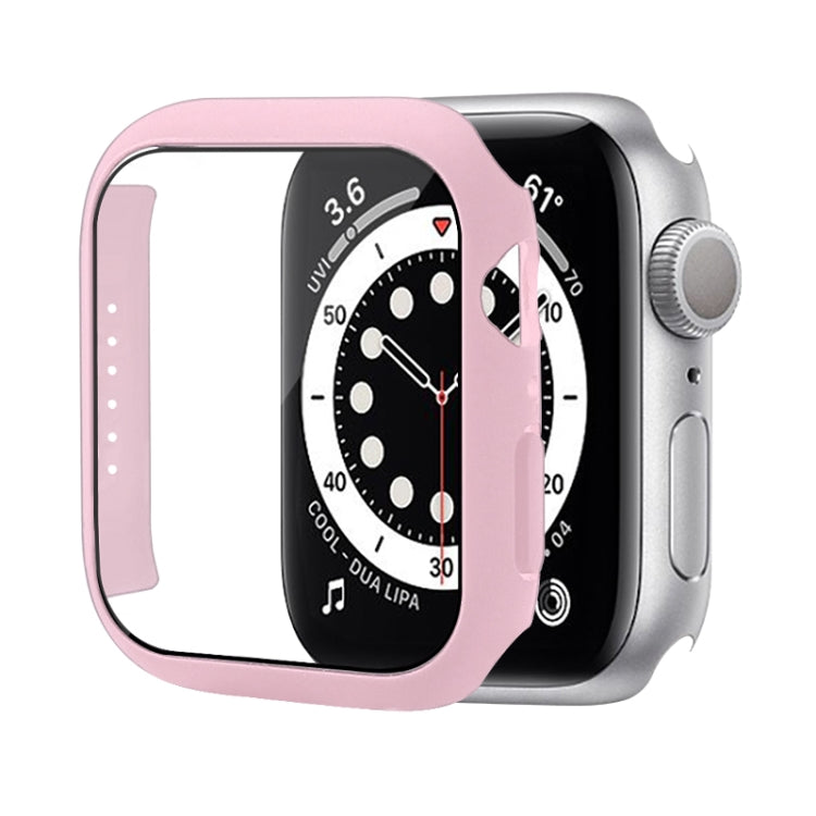 Shockproof PC Protective Case with Tempered Glass Film For Apple Watch Series 8 / 7 45mm(Red Pink) - Watch Cases by buy2fix | Online Shopping UK | buy2fix