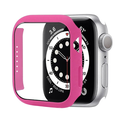 Shockproof PC Protective Case with Tempered Glass Film For Apple Watch Series 8 / 7 45mm(Rose Red) - Watch Cases by buy2fix | Online Shopping UK | buy2fix