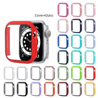 Shockproof PC Protective Case with Tempered Glass Film For Apple Watch Series 8 / 7 45mm(Red Pink) - Watch Cases by buy2fix | Online Shopping UK | buy2fix