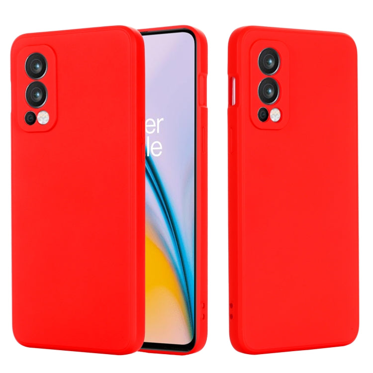 For OnePlus Nord 2 5G Solid Color Liquid Silicone Shockproof Full Coverage Protective Case(Red) - OnePlus Cases by buy2fix | Online Shopping UK | buy2fix