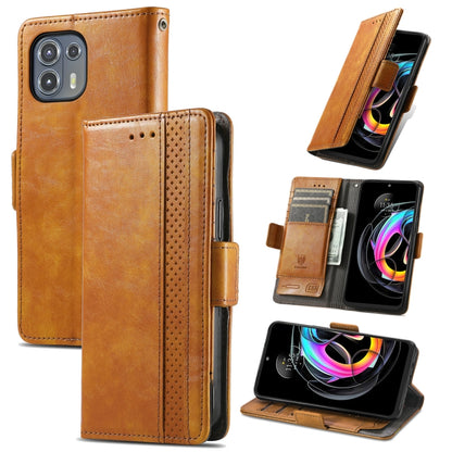 For Motorola Edge 20 Lite CaseNeo Business Splicing Dual Magnetic Buckle Horizontal Flip PU Leather Case with Holder & Card Slots & Wallet(Khaki) - Motorola Cases by buy2fix | Online Shopping UK | buy2fix