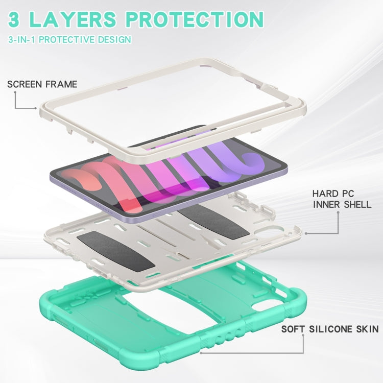 For iPad mini 6 3-Layer Protection Screen Frame + PC + Silicone Shockproof Combination Tablet Case with Holder(Mint Green) - iPad mini 6 Cases by buy2fix | Online Shopping UK | buy2fix
