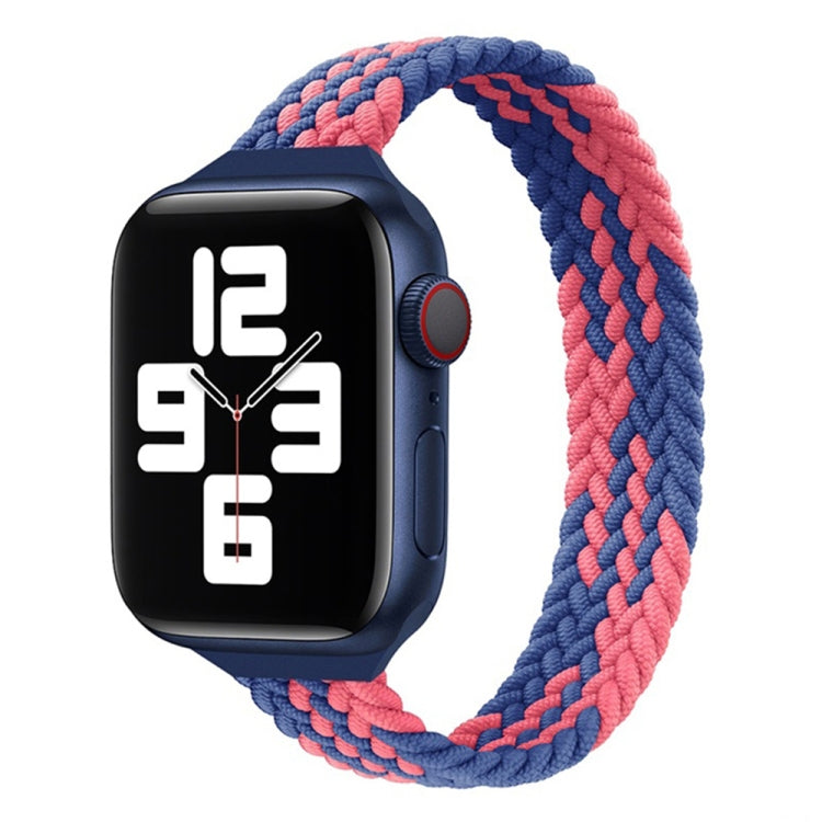 Small Waist Single Loop Nylon Braid Watch Band For Apple Watch Ultra 49mm&Watch Ultra 2 49mm / Series 9&8&7 45mm / SE 3&SE 2&6&SE&5&4 44mm / 3&2&1 42mm, Size:L 165mm(Z Pattern-Blue Pink) - Watch Bands by buy2fix | Online Shopping UK | buy2fix