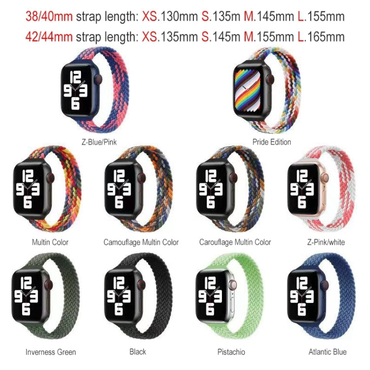 Small Waist Single Loop Nylon Braid Watch Band For Apple Watch Ultra 49mm&Watch Ultra 2 49mm / Series 9&8&7 45mm / SE 3&SE 2&6&SE&5&4 44mm / 3&2&1 42mm, Size:L 165mm(Dark Olive Green) - Watch Bands by buy2fix | Online Shopping UK | buy2fix