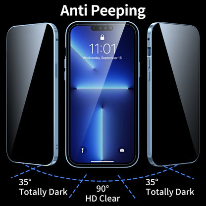 For iPhone 13 Pro Max Anti-peeping Magnetic Metal Frame Double-sided Tempered Glass Phone Case (Sierra Blue) - iPhone 13 Pro Max Cases by buy2fix | Online Shopping UK | buy2fix