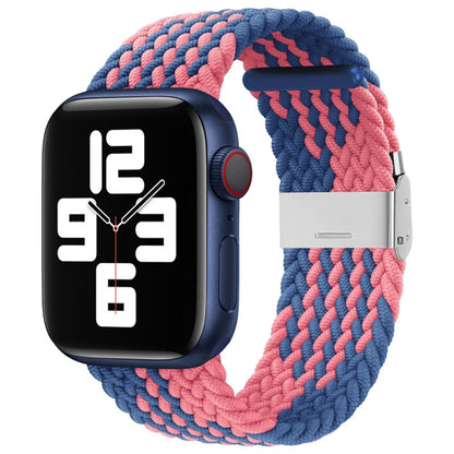 Nylon Braid One Buckle Watch Band For Apple Watch Ultra 49mm&Watch Ultra 2 49mm / Series 9&8&7 45mm / SE 3&SE 2&6&SE&5&4 44mm / 3&2&1 42mm(Z Blue Pink) - Watch Bands by buy2fix | Online Shopping UK | buy2fix