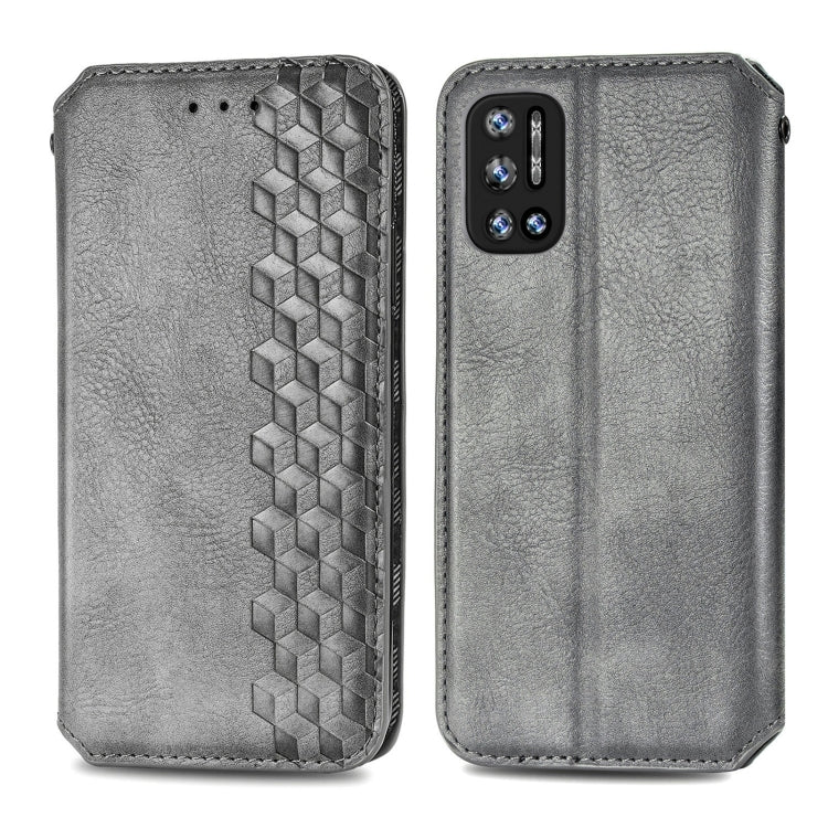 For Doogee N40 Pro Cubic Grid Pressed Horizontal Flip Magnetic Leather Case with Holder & Card Slots & Wallet(Grey) - More Brand by buy2fix | Online Shopping UK | buy2fix