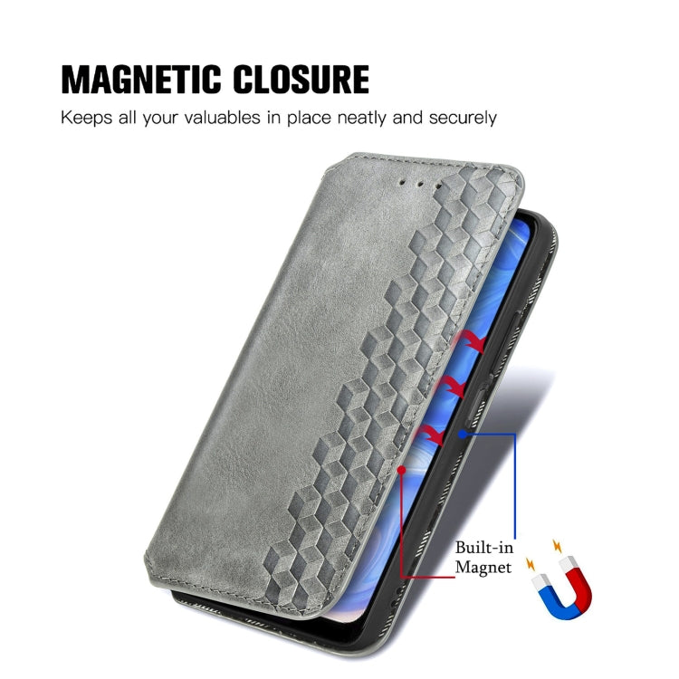 For Doogee N40 Pro Cubic Grid Pressed Horizontal Flip Magnetic Leather Case with Holder & Card Slots & Wallet(Grey) - More Brand by buy2fix | Online Shopping UK | buy2fix