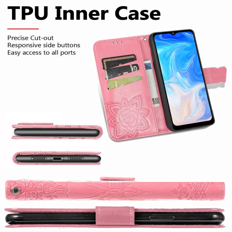 For DOOGEE N40 Pro Butterfly Love Flowers Embossed Horizontal Flip Leather Case with Holder & Card Slots & Wallet & Lanyard(Pink) - More Brand by buy2fix | Online Shopping UK | buy2fix
