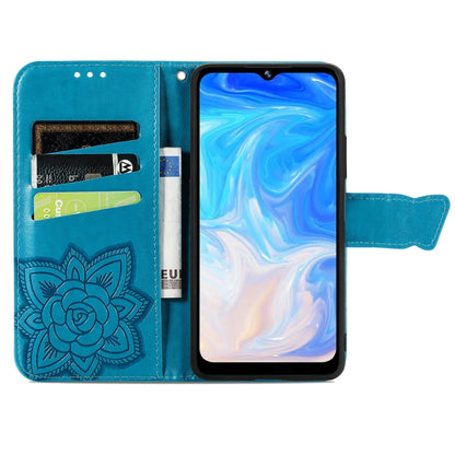 For DOOGEE N40 Pro Butterfly Love Flowers Embossed Horizontal Flip Leather Case with Holder & Card Slots & Wallet & Lanyard(Blue) - More Brand by buy2fix | Online Shopping UK | buy2fix
