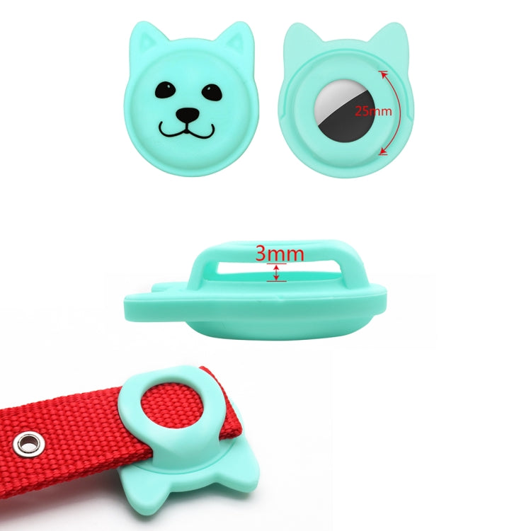 Serious Face Cute Cartoon Pet Collar Anti-lost Tracker Silicone Case For AirTag(Mint Green) - Pet Series by Mutural | Online Shopping UK | buy2fix