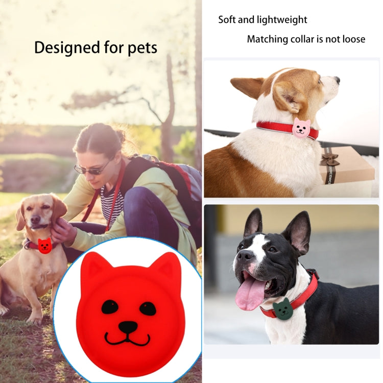 Naughty Smiley Cute Cartoon Pet Collar Anti-lost Tracker Silicone Case For AirTag(Black) - Pet Series by Mutural | Online Shopping UK | buy2fix