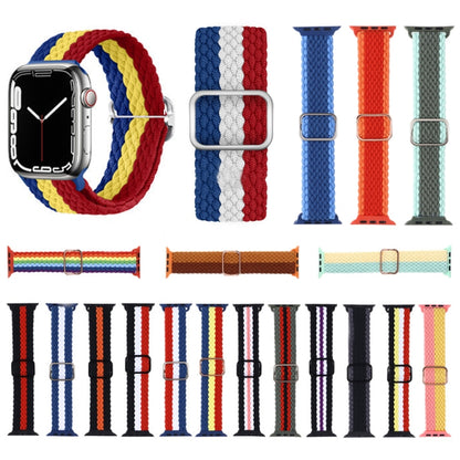 Adjustable Striped Woven Nylon Strap Watch Band For Apple Watch Ultra 49mm&Watch Ultra 2 49mm / Series 9&8&7 45mm / SE 3&SE 2&6&SE&5&4 44mm / 3&2&1 42mm(Black White Purple) - Watch Bands by buy2fix | Online Shopping UK | buy2fix