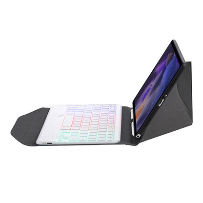 BA08S Backlight Diamond Texture Bluetooth Keyboard Leather Case with Triangle Back Support For Samsung Galaxy Tab A8 2021 SM-X205 / SM-X200(Black + White) - Samsung Keyboard by buy2fix | Online Shopping UK | buy2fix