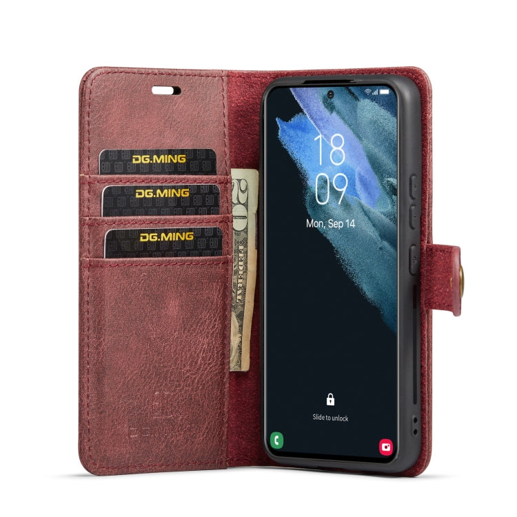 For Samsung Galaxy S22+ 5G DG.MING Crazy Horse Texture Detachable Magnetic Leather Phone Case(Red) - Galaxy S22+ 5G Cases by DG.MING | Online Shopping UK | buy2fix