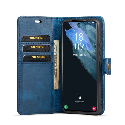 For Samsung Galaxy S22+ 5G DG.MING Crazy Horse Texture Detachable Magnetic Leather Phone Case(Blue) - Galaxy S22+ 5G Cases by DG.MING | Online Shopping UK | buy2fix