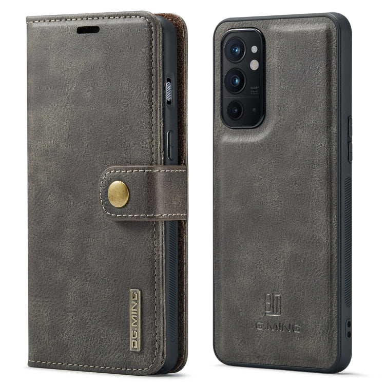 For OnePlus 9RT 5G DG.MING Crazy Horse Texture Detachable Magnetic Leather Phone Case(Grey) - OnePlus Cases by DG.MING | Online Shopping UK | buy2fix