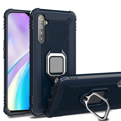 For OPPO Realme XT Carbon Fiber Protective Case with 360 Degree Rotating Ring Holder(Blue) - Realme Cases by buy2fix | Online Shopping UK | buy2fix
