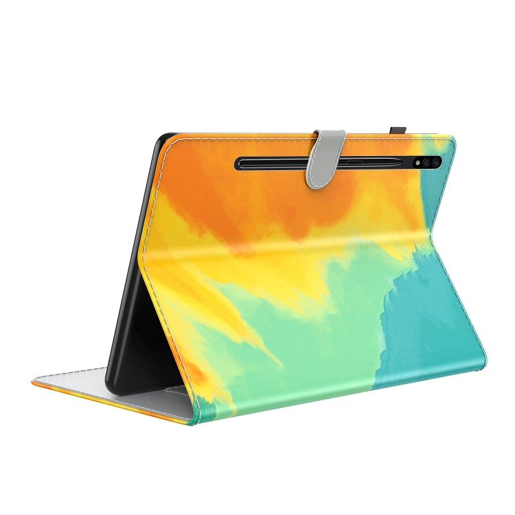 For Samsung Galaxy Tab S9+ Watercolor Pattern Flip Leather Tablet Case(Autumn Leaves) - Galaxy Tab S9+ Cases by buy2fix | Online Shopping UK | buy2fix