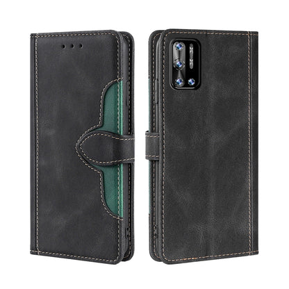 For Doogee N40 Pro Skin Feel Straw Hat Magnetic Buckle Leather Phone Case(Black) - Doogee Cases by buy2fix | Online Shopping UK | buy2fix