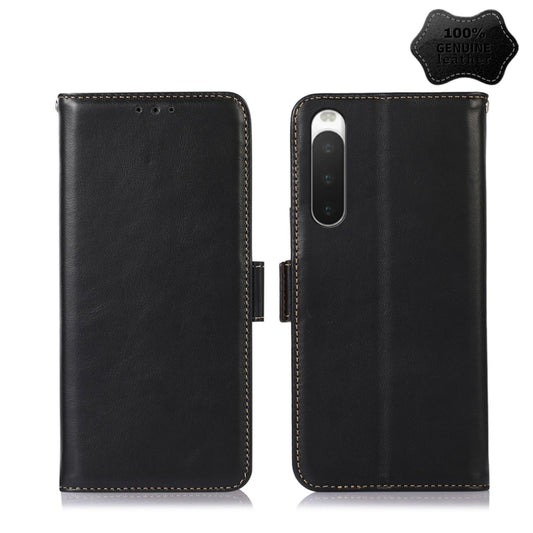 For Sony Xperia 10 IV Crazy Horse Top Layer Cowhide Leather Phone Case(Black) - Sony Cases by buy2fix | Online Shopping UK | buy2fix