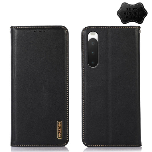 For Sony Xperia 10 IV KHAZNEH Nappa Top Layer Cowhide Leather Phone Case(Black) - Sony Cases by buy2fix | Online Shopping UK | buy2fix