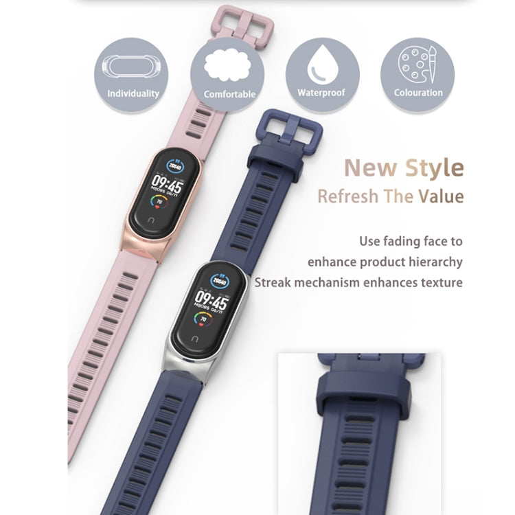 For Xiaomi Mi Band 6 / 5 / 4 / 3 Mijobs Flat Hole Silicone Watch Band, Style:CS Case(Wine Red+Rose Gold) - Watch Bands by MIJOBS | Online Shopping UK | buy2fix