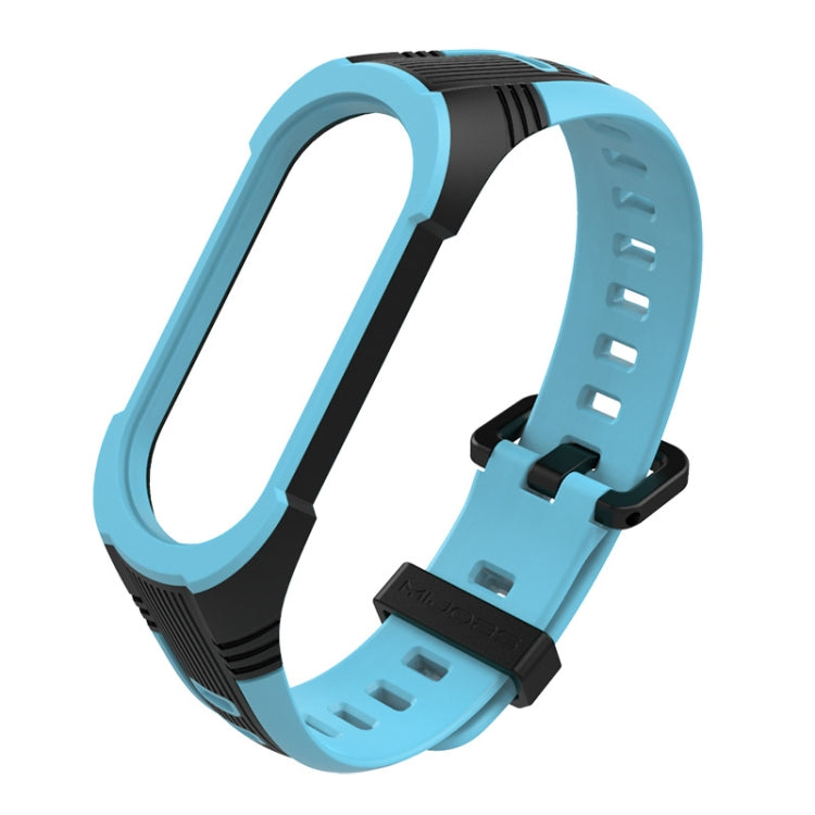 For Xiaomi Mi Band 5 / 6 / 7 Mijobs Two-color Silicone Watch Band(Black+Blue) - Watch Bands by MIJOBS | Online Shopping UK | buy2fix