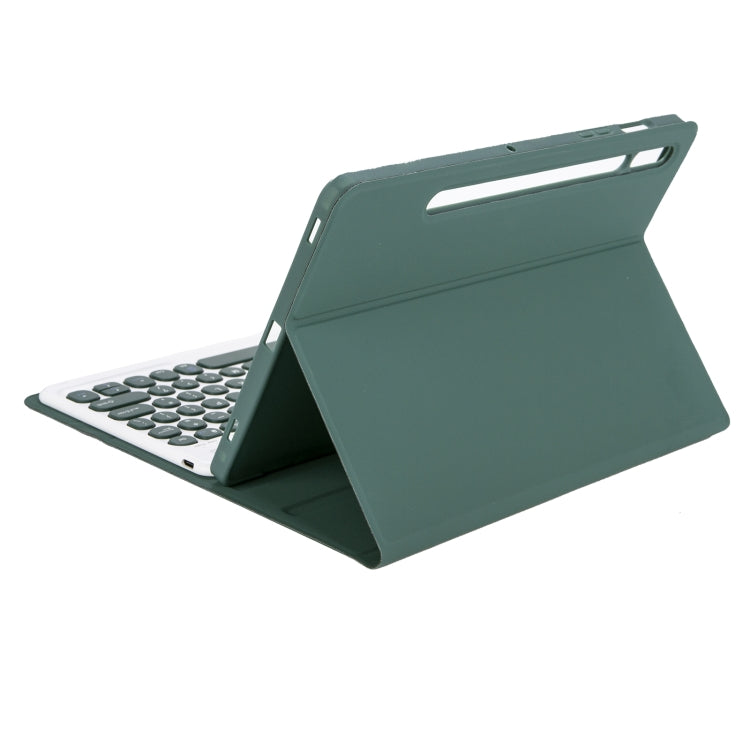 YA700B Candy Color Skin Feel Texture Round Keycap Bluetooth Keyboard Leather Case For Samsung Galaxy Tab S8 11 inch SM-X700 / SM-X706 & S7 11 inch SM-X700 / SM-T875(Dark Green) - Samsung Keyboard by buy2fix | Online Shopping UK | buy2fix