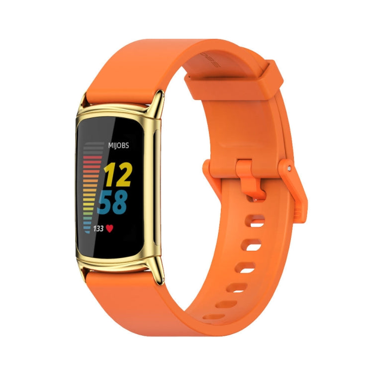 For Fitbit Charge 5 Mijobs Soft Silicone  Watch Band(Orange+Gold) - Watch Bands by MIJOBS | Online Shopping UK | buy2fix