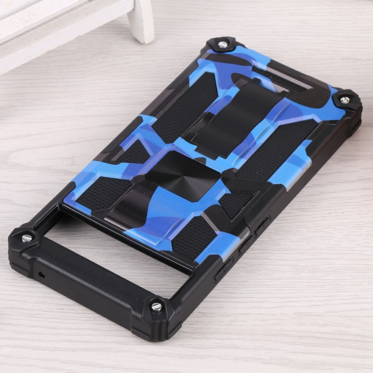 For Google Pixel 6a Camouflage Armor TPU + PC Magnetic Holder Phone Case(Dark Blue) - Google Cases by buy2fix | Online Shopping UK | buy2fix