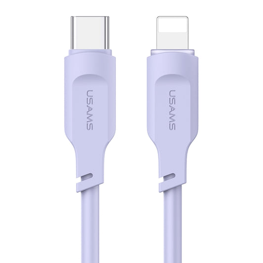 USAMS US-SJ566 Lithe Series 1.2m Type-C to 8 Pin PD 20W Fast Charging Cable with Light(Purple) - 2 in 1 Cable by USAMS | Online Shopping UK | buy2fix