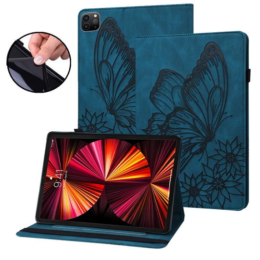 For iPad Pro 11 2022 / 2021 / 2020 / Air 2020 10.9 / 11 2024 Big Butterfly Embossed Smart Leather Tablet Case(Blue) - iPad Pro 11 (2022/2021) Cases by buy2fix | Online Shopping UK | buy2fix